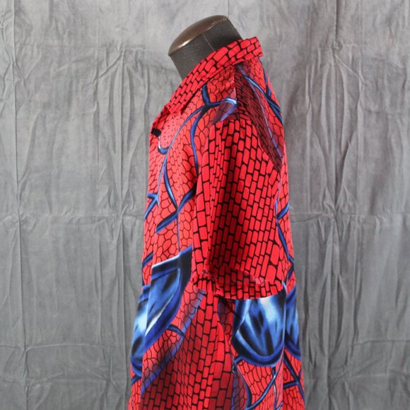 Spiderman Shirt (VTG) - Big Graphic Mask Button Down - Men's Large - Picture 5 of 9